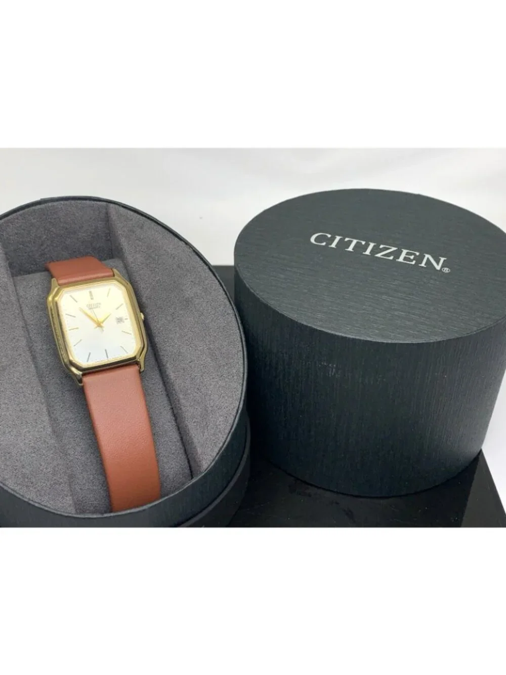 Citizen Men's Watch 6010-S36998 Quartz Silver Dial Brown Leather Strap 28mm